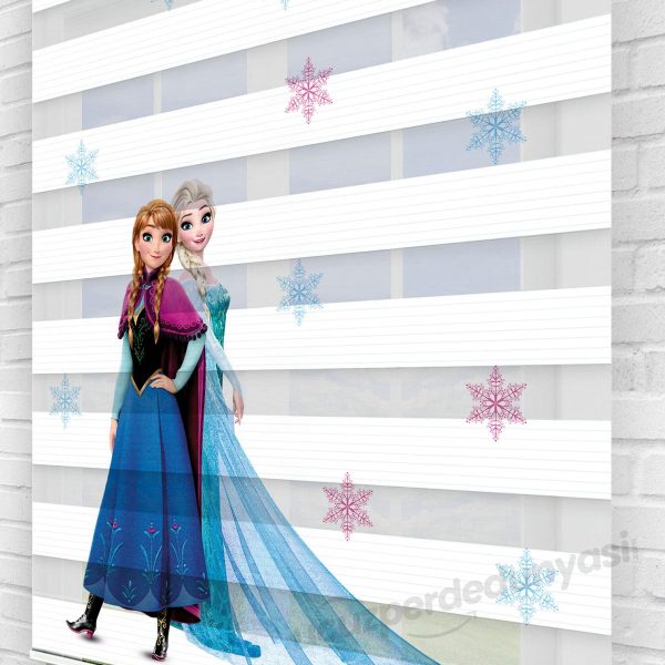 Elsa Frozen ve Anna Baskılı Bebek - Çocuk Odası Zebra Perde