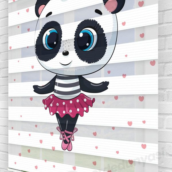 Balet Panda Kız Çocuk Odası Zebra Perde