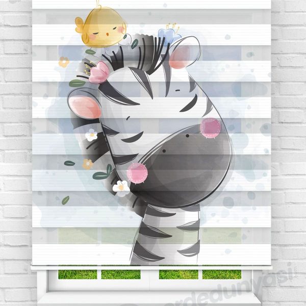 Civciv ve Zebra Perde Çocuk Odası Zebra Perde