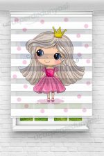 Pembe Elbiseli Minik Prenses Çocuk Odası Zebra Perde