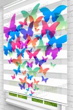 Renkli Kelebekler Çocuk Odası Zebra Perde