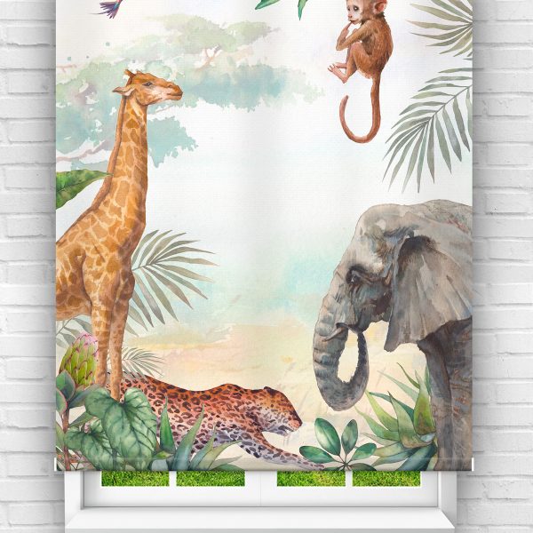 Tropikal Hayvanlar Çocuk Odası Stor Perde