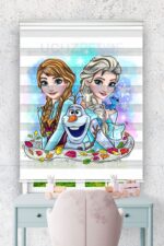 Yeni Anna ve Elsa Frozen Çocuk Odası Zebra Perde