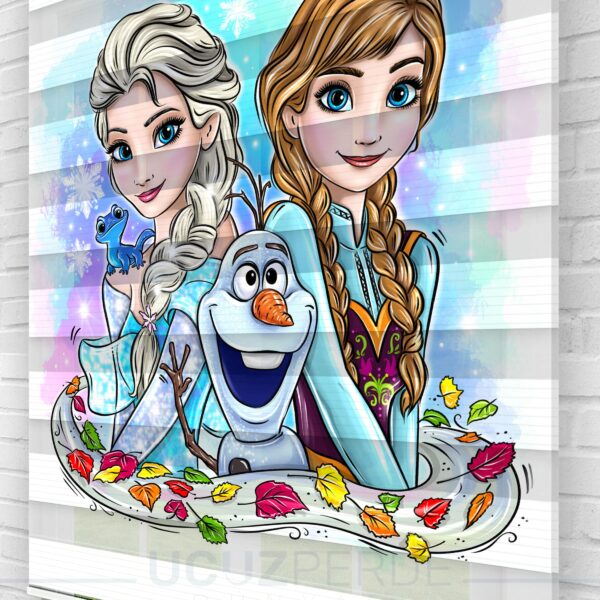 Yeni Anna ve Elsa Frozen Çocuk Odası Zebra Perde